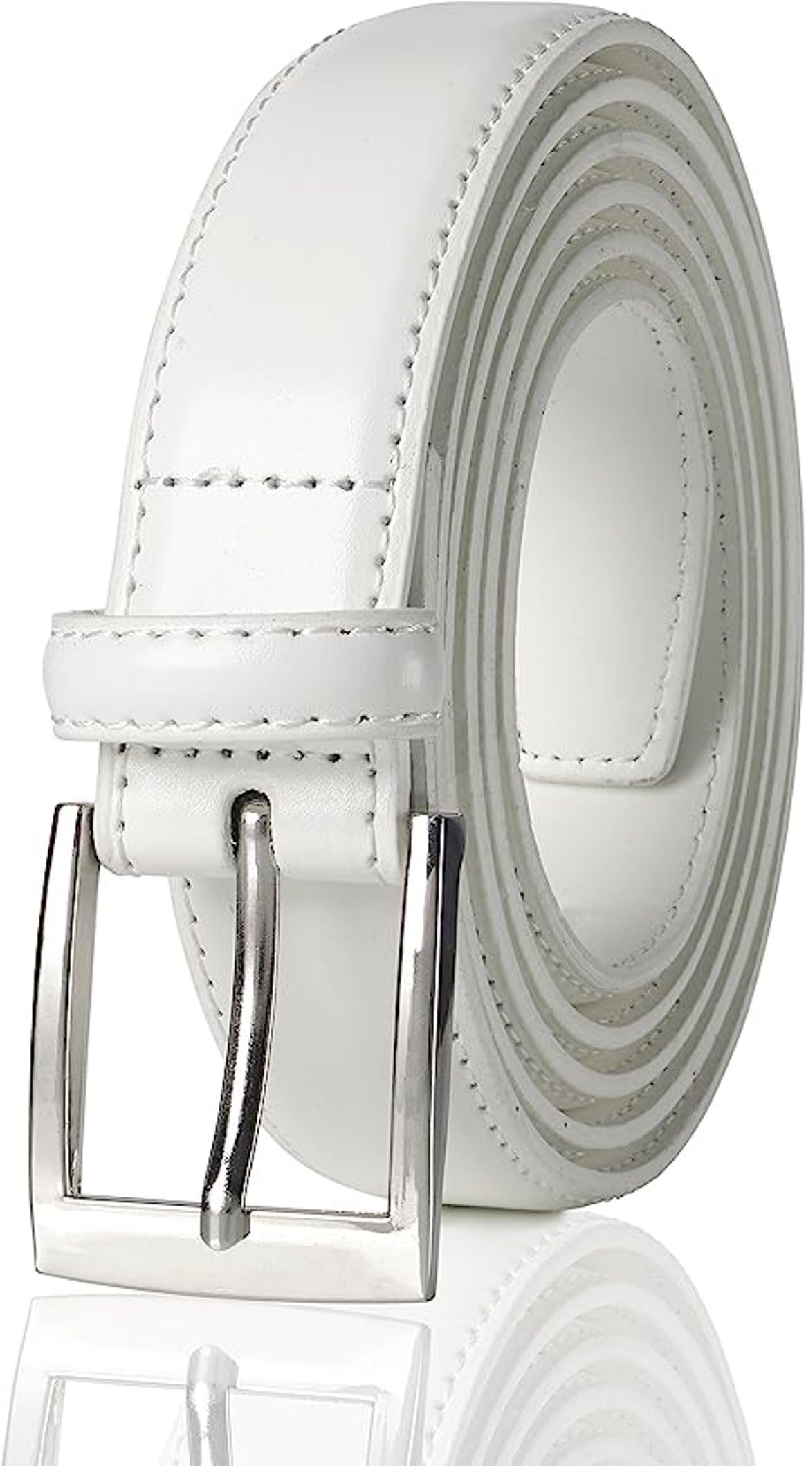 Men Formal White Artificial Leather Belt ()_711 44
