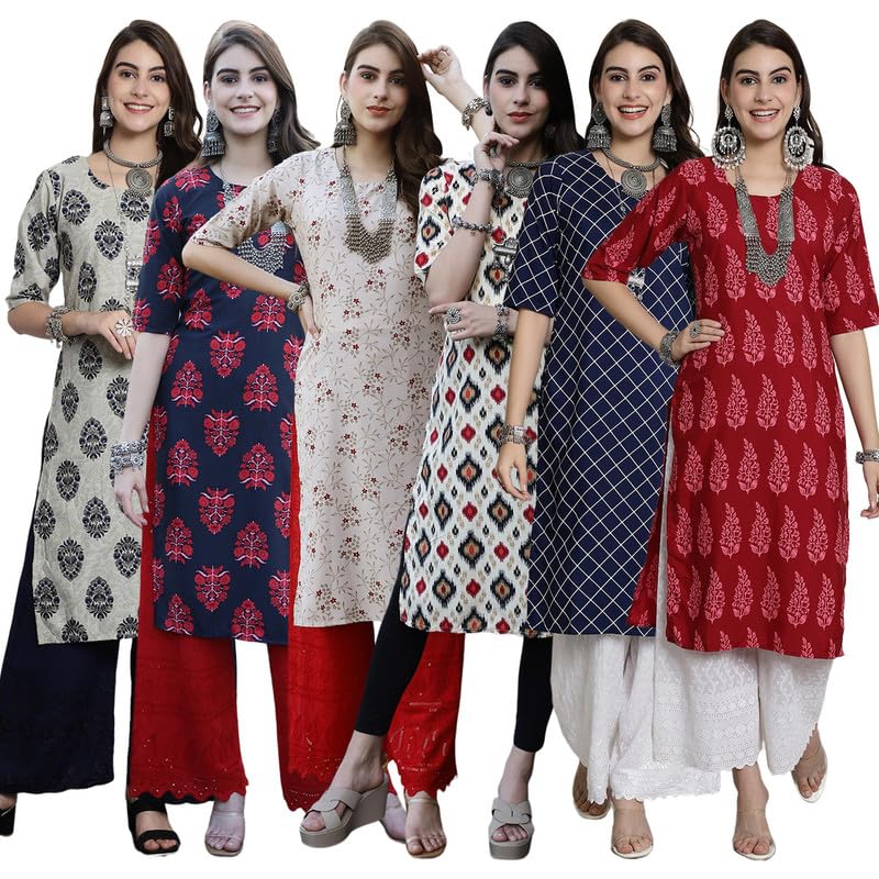 Tee Projekt Crepe Digital Printed Kurti For WomenS Ll Effortless Elegance Kurti (Pack Of 6)