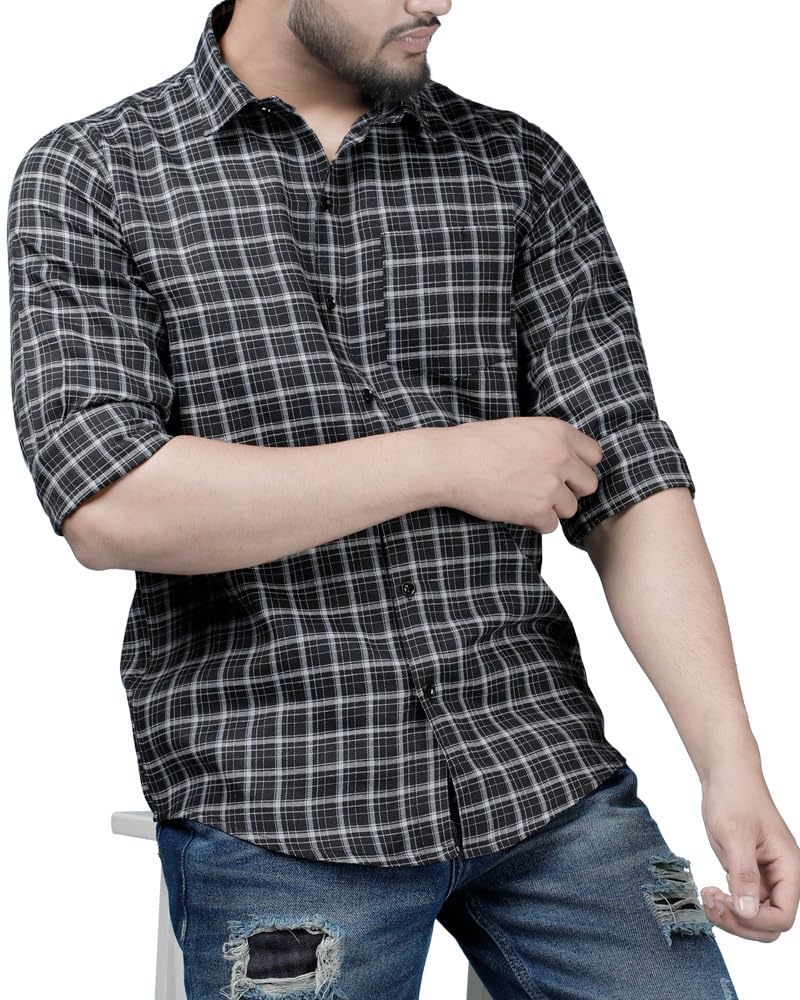 Noble Monk MenS Regular Fit Shirt | Checkered | Full Sleeves | Casual Shirt For Men