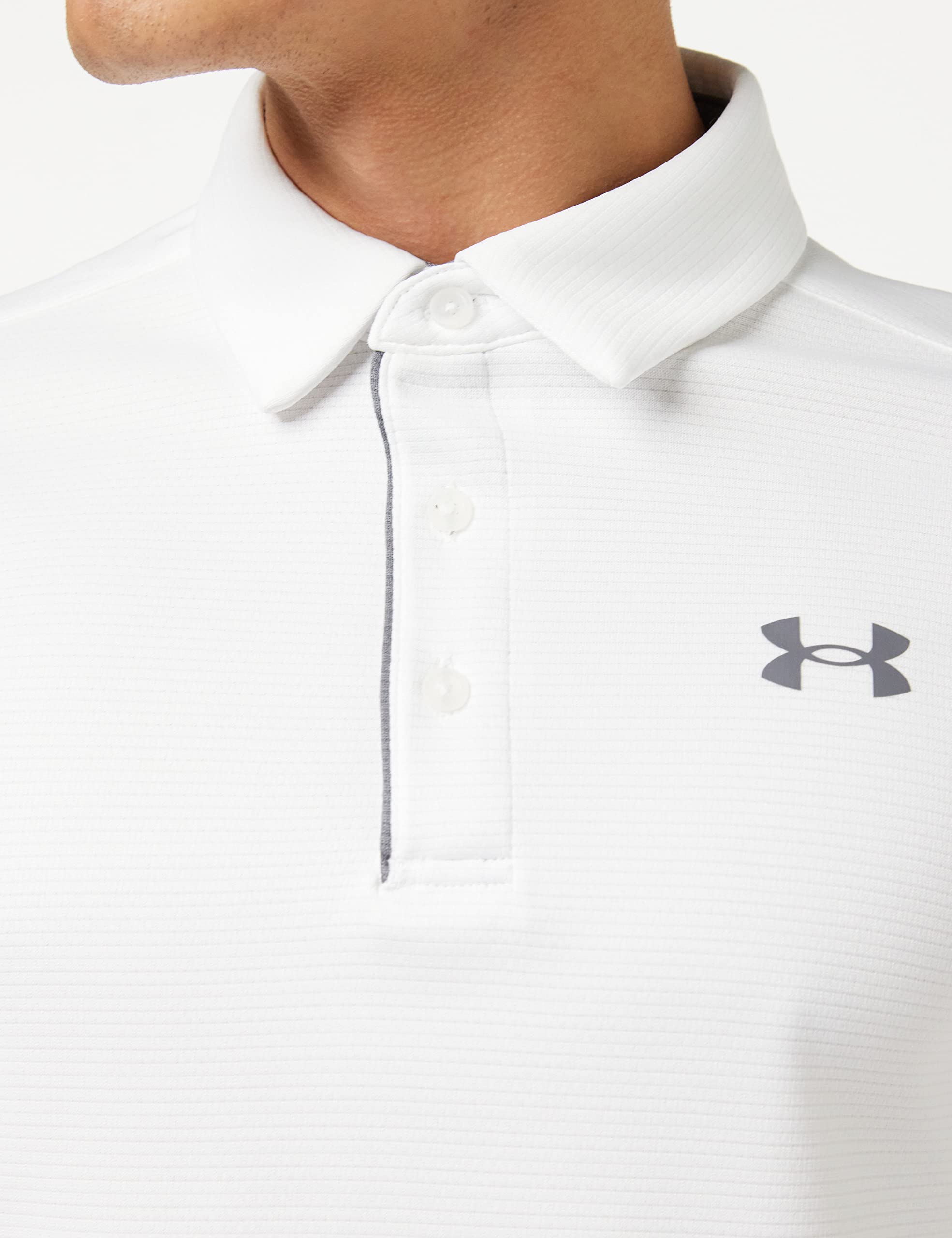 Under Armour Men's Tech Golf Polo, White (100)/Graphite, Large Tall