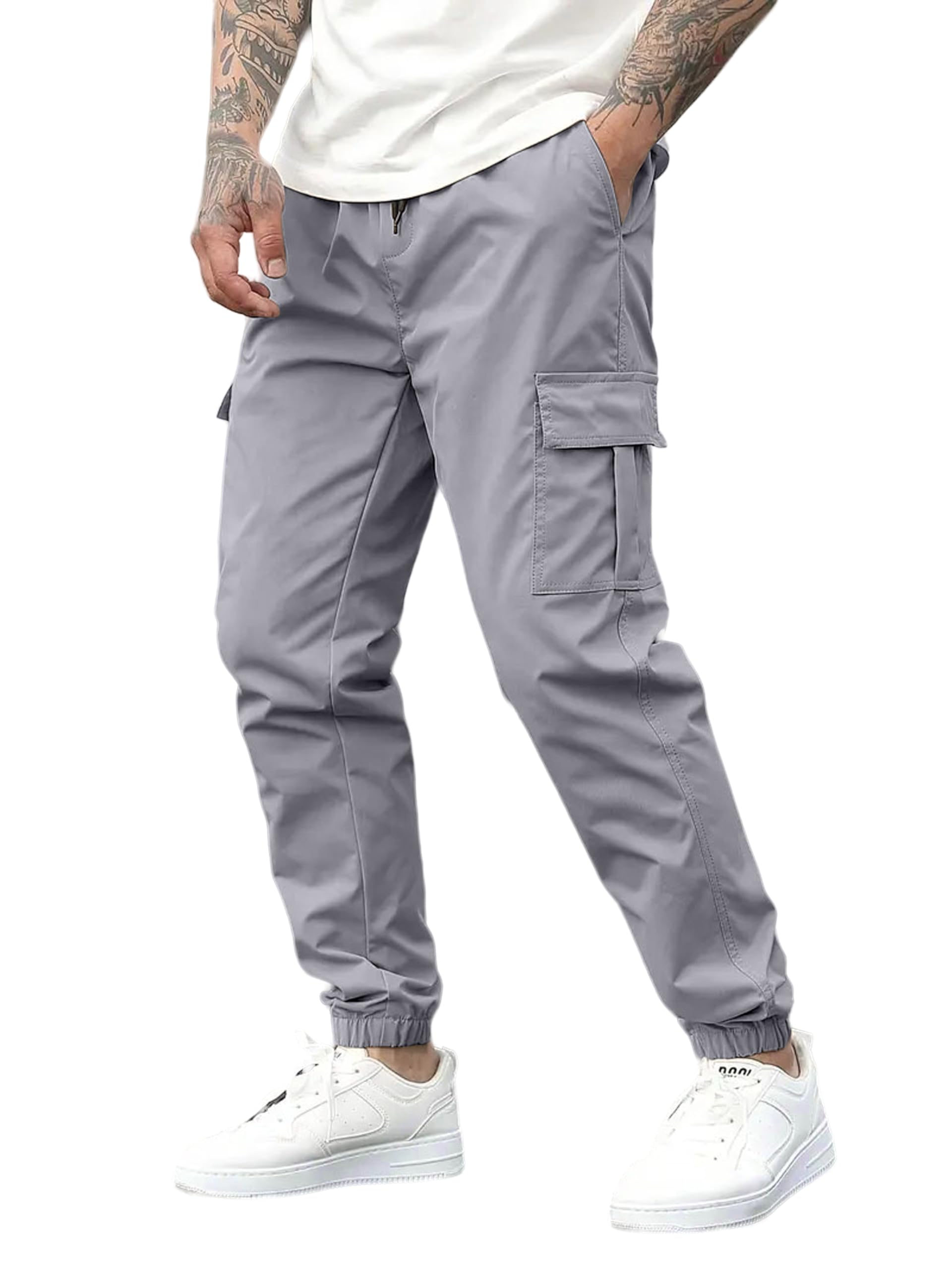 IndoPrimo Men Cargo || Men Cargo Pants || Men Cargo Pants Cotton || Cargos for Men (in, Alpha, XL, Regular, Standard, Grey)