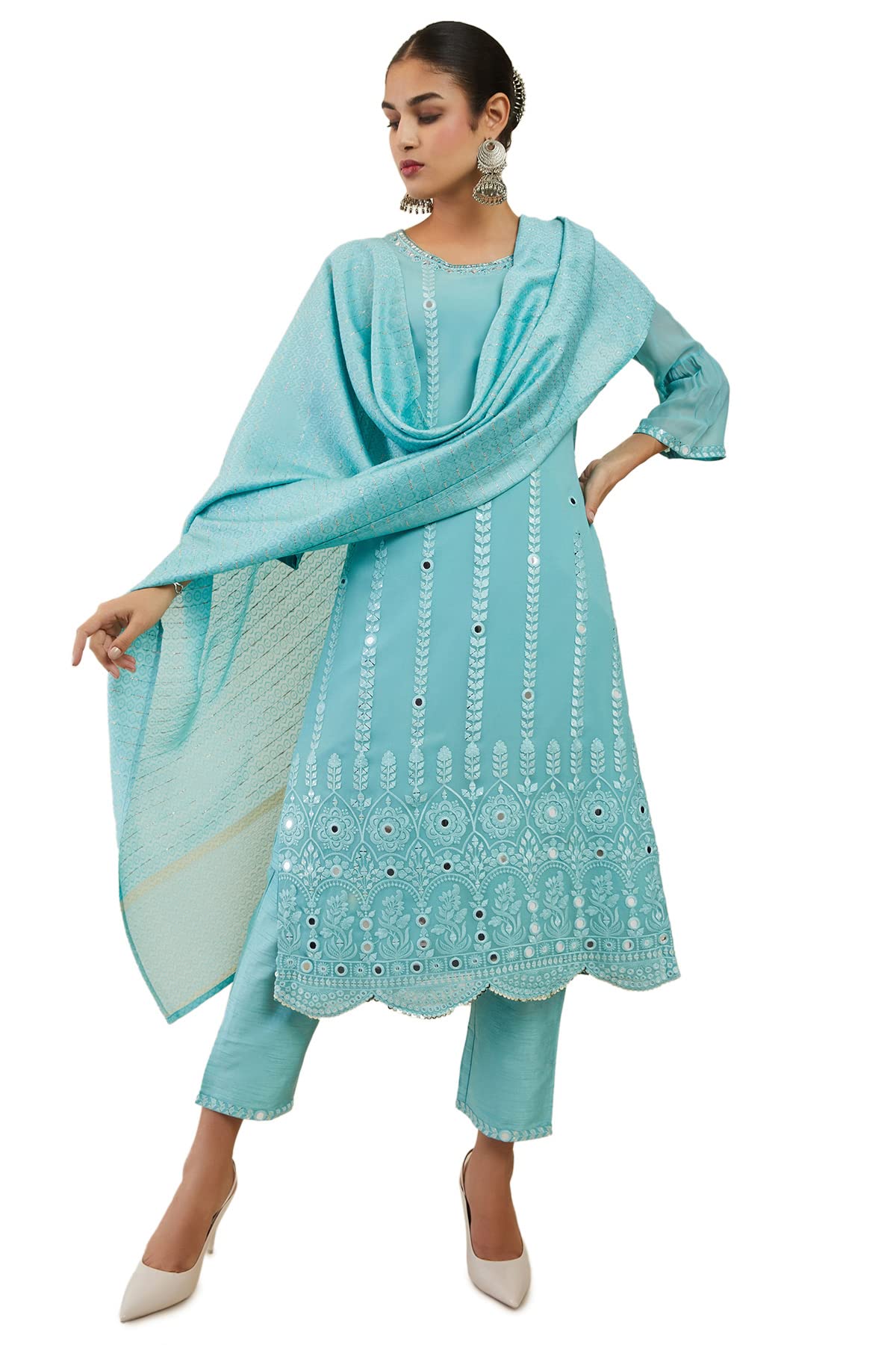 Soch Women Georgette Embroidered Salwar Suit Set