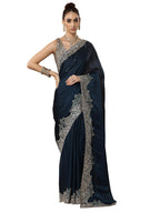 Libas Solid Chiffon Saree With Unstitched Blouse Piece