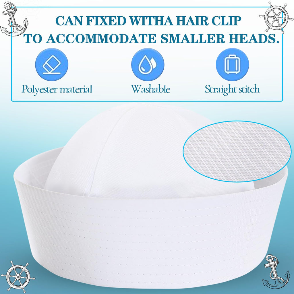 CCUFO 23 White Sailor Hat Us navy hats for men Funny Party Hats Yacht Hat1 2 Pcs