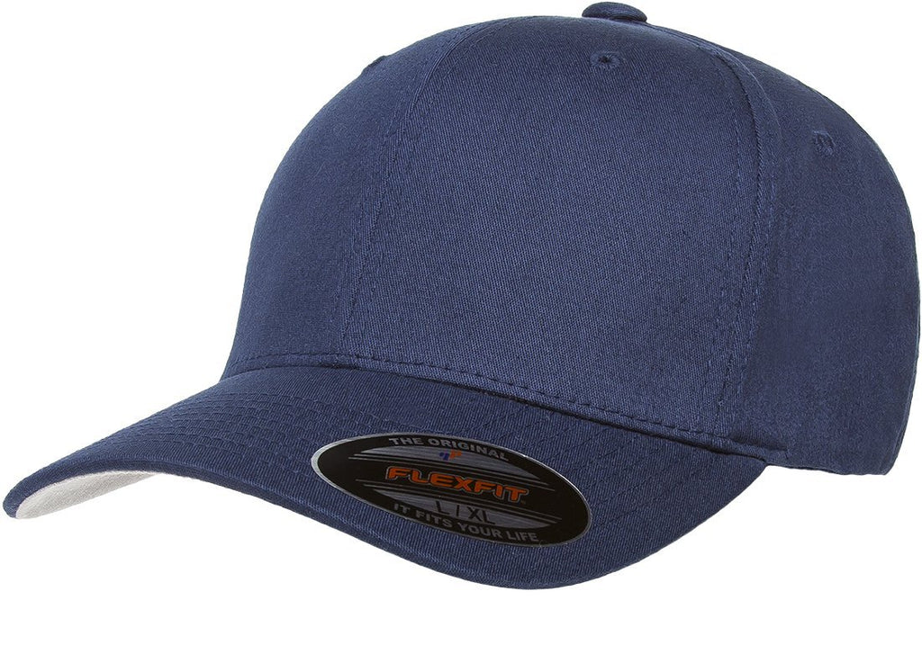 Flexfit Mens Cotton Twill Fitted Baseball Cap, Navy, Large-X-Large US