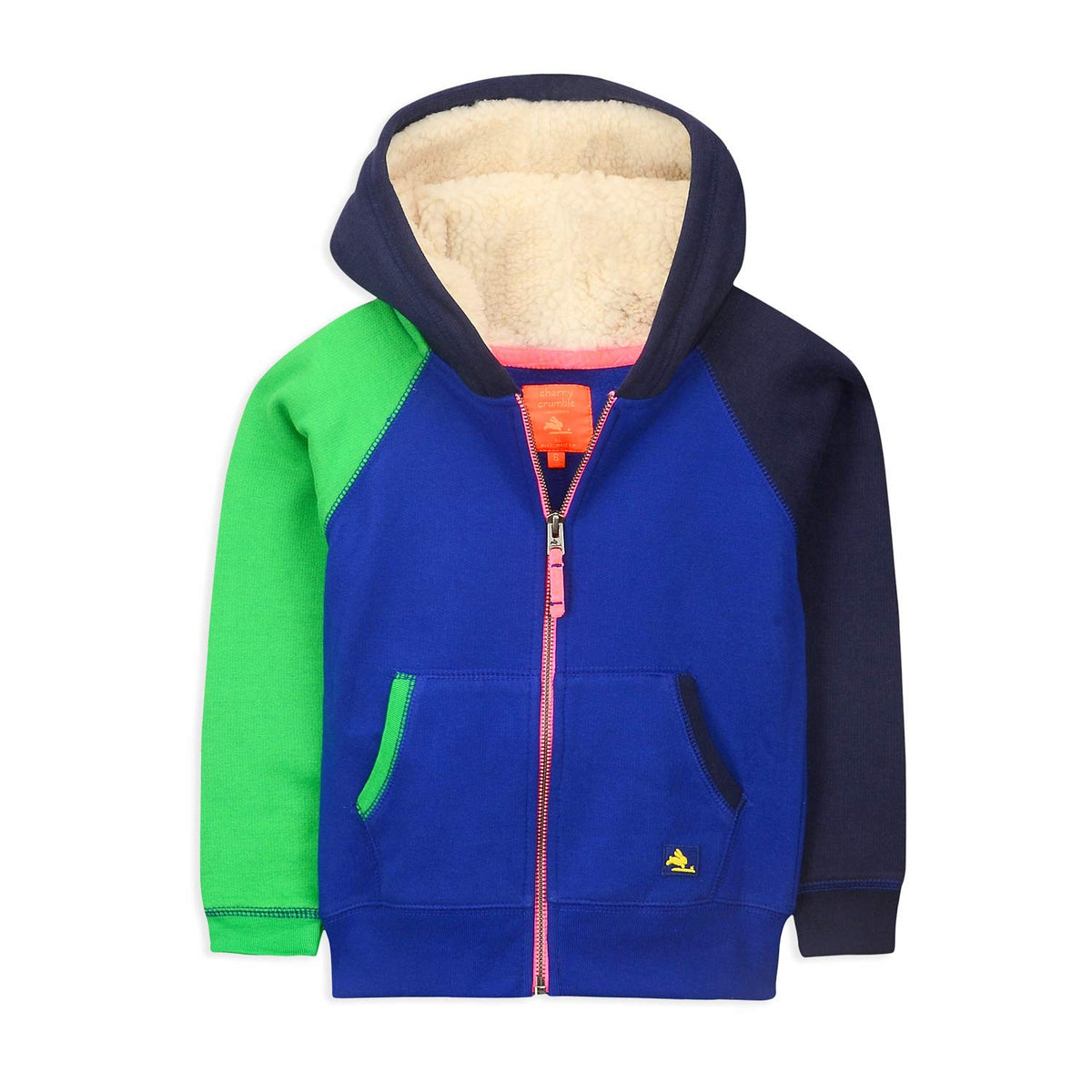 Cherry Crumble Royal Blue Color Blocked Cotton Blend Full Sleeves Hooded Casual Wear Regular Fit Winter Sweatshirt for Boys and  18-24