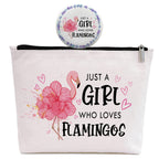GevGuxLuo Flamingo Gifts for Flamingos Lovers, Flamingo Makeup Bag for Women with Mirror, Flamingos Birthday Gifts for Daughter 