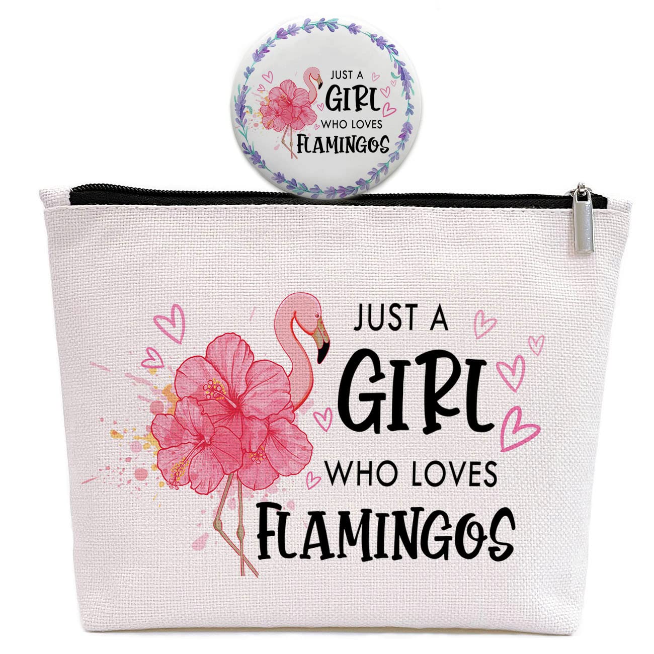 GevGuxLuo Flamingo Gifts for Flamingos Lovers, Flamingo Makeup Bag for Women with Mirror, Flamingos Birthday Gifts for Daughter 