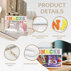 Burskit Snack Bag Clear Chenille Varsity Letter Zipper Pouch for Travel Nylon Clear Cosmetic Bag Makeup Travel Bag for Women (Wh