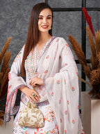 ANNI DESIGNER Ladies Cotton Blend Kurta Trousers with Dupatta Set, cream, XXL