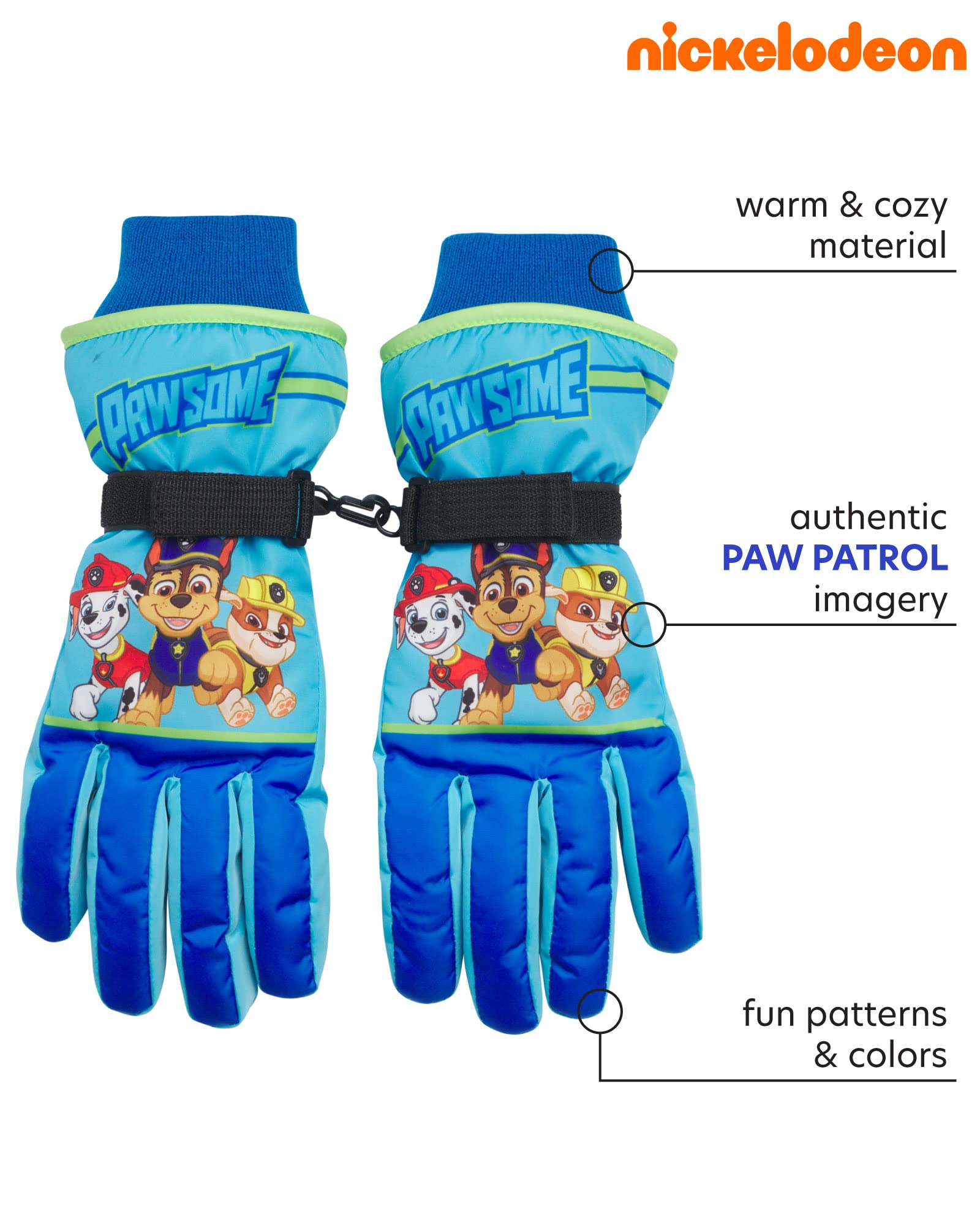 Nickelodeon Boys' Paw Patrol Ski Gloves - Marshall, Chase, Rubble Ski Gloves or Mittens (2T-7), Size Age 4-7, Paw Patrol Glove