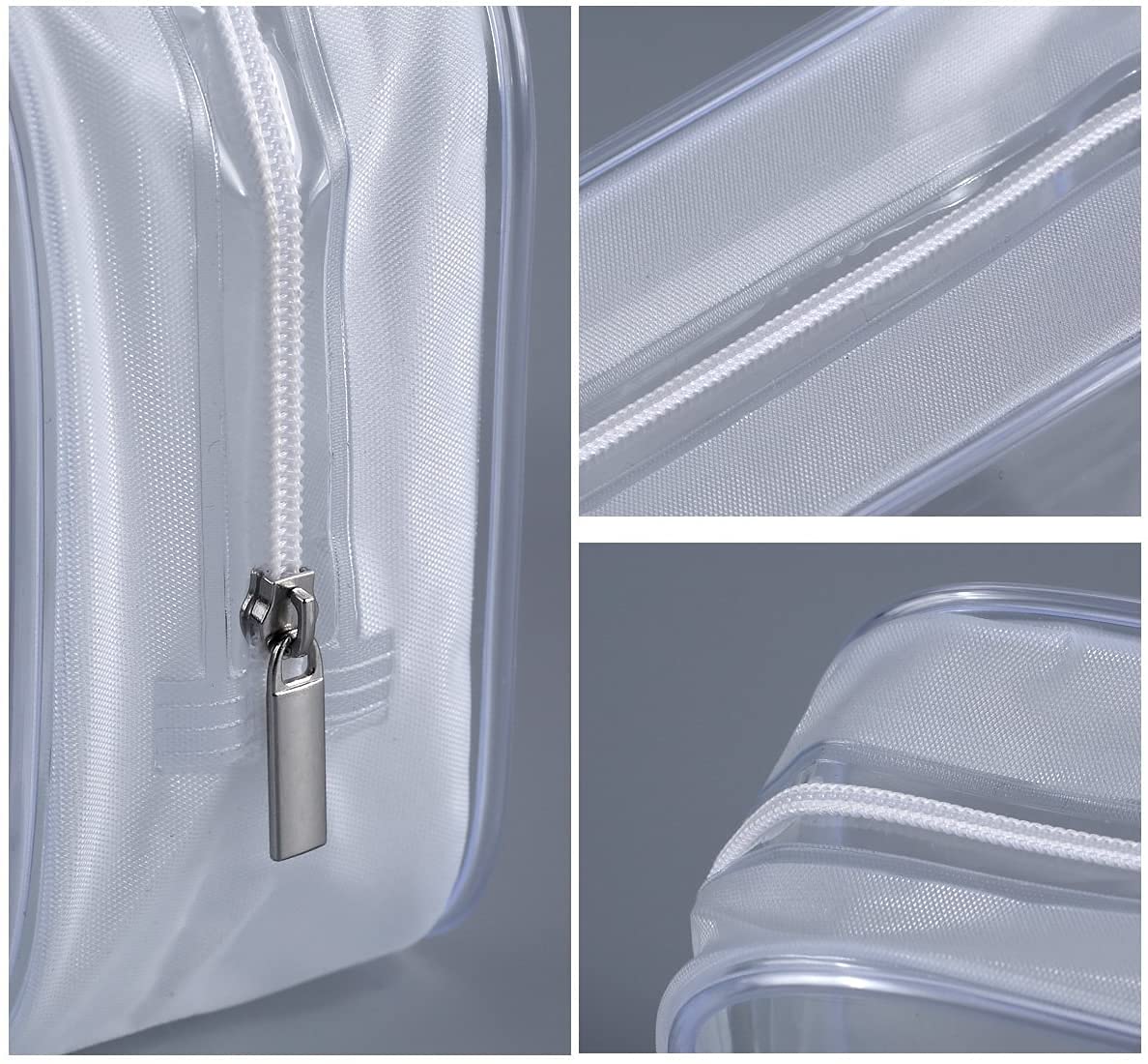 3 Pack Clear Plastic Zippered Toiletry Carry Pouch TSA Approved Toiletry Bag Portable Cosmetic Makeup Bag for Vacation, Bathroom
