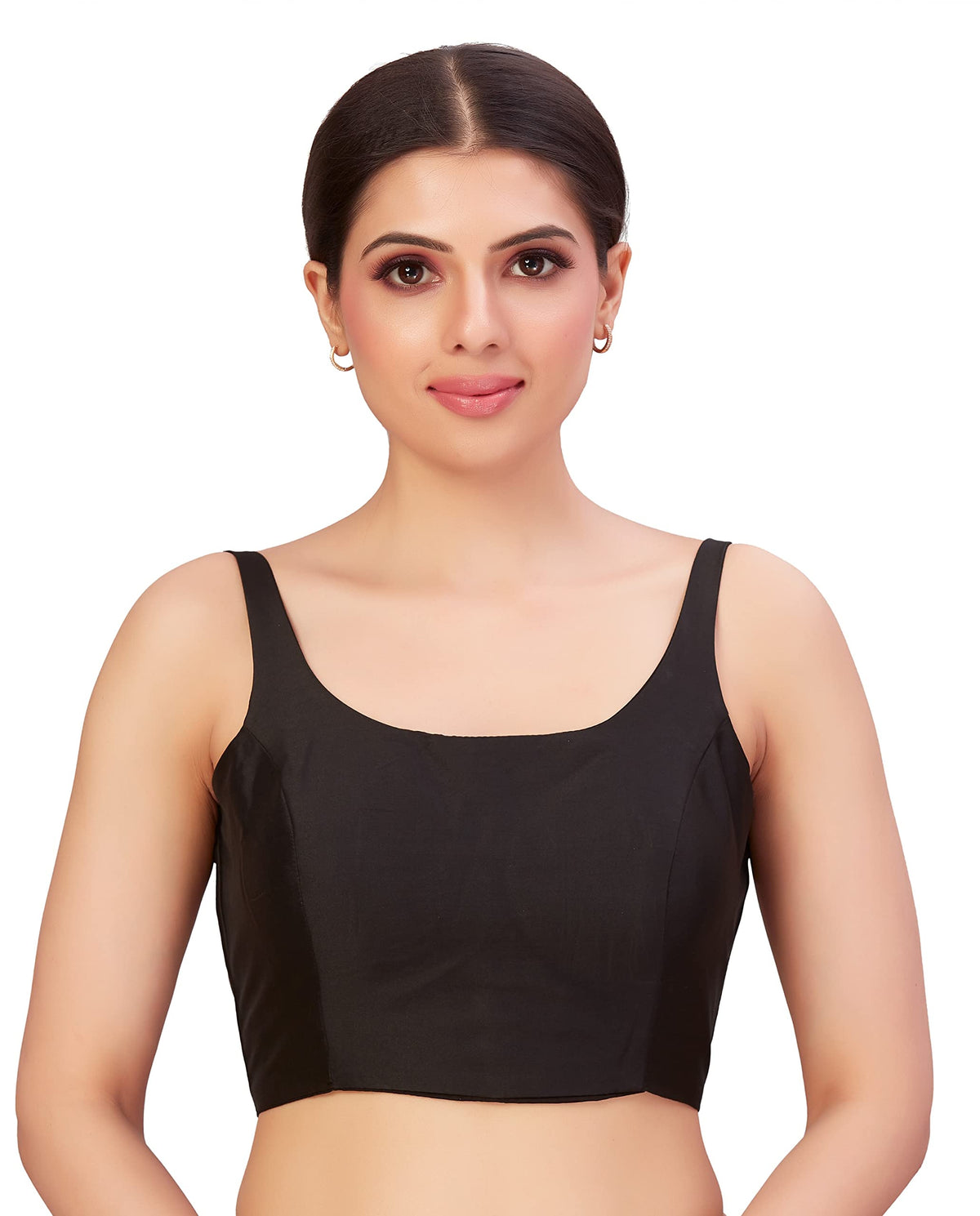 Studio Shringaar WomenS Polyester Sleeveless Satin Padded Saree Blouse(Black, 38) 38