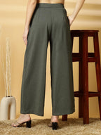 OOMPH! Matty Wide Leg Pants|Flared Korean Style Formal Pants|Baggy and Loose Trouser for Girls and Women|Stylish Korean Trousers