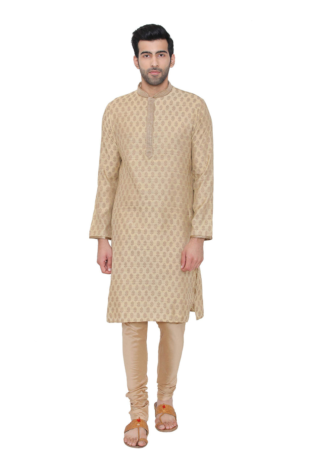 Manyavar MenS Regular Fit Kurta (Sosk439-304_Beige M)