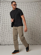 Hubberholme Men Washed Cotton Loose Fit Mid-Rise Jeans 78 Beige