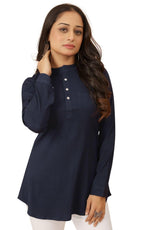 Kesudi Women Solid Tunic Top - Jeans Top - Fully Stitched Full Sleeve - Solid Color - Regular Fit - Office Wear Festival - Tunic