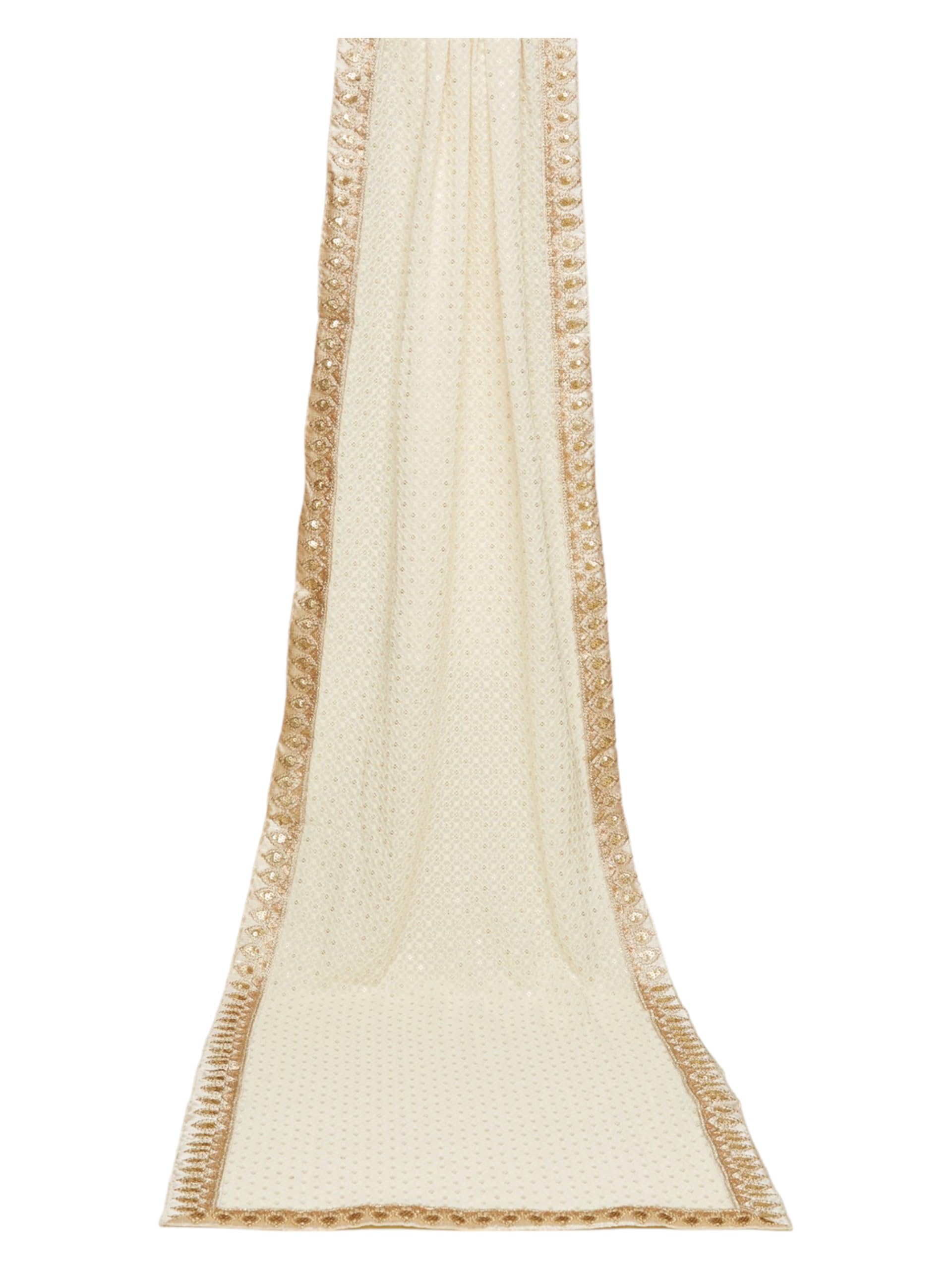 Manyavar Ivory White Jaal Patterned Dupatta