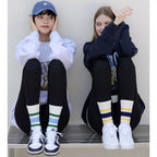 Fszsaa 3Pairs Fun Novelty Socks For Women Striped Retro Crew Socks Sporty Calf Socks Casual Cotton Socks Women