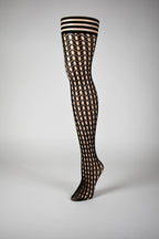 Kix'ies Mimi Dot Fishnet Polka Dot Thigh High Black C(D0102H5GZZW.)