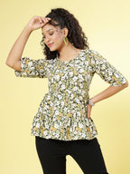 OOMPH! Peplum Tops for Women, Green - mt800