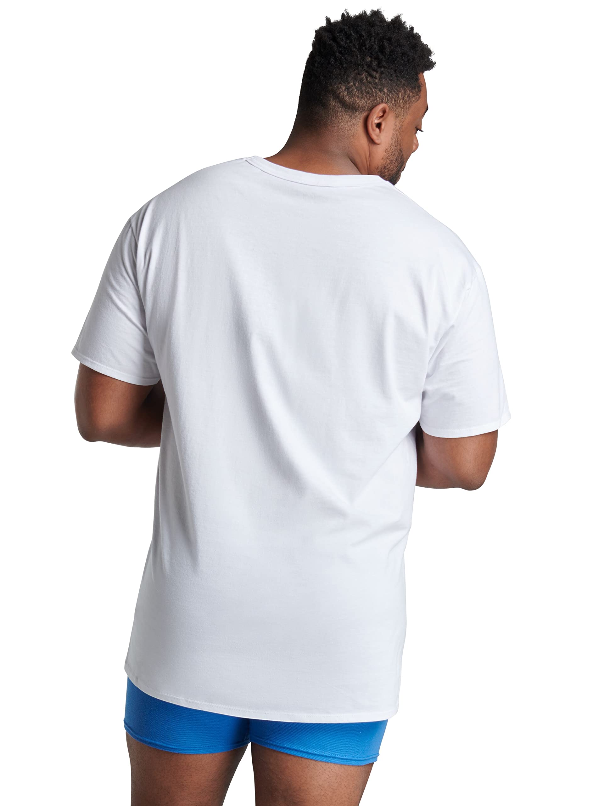 Fruit of the Loom Men's Tag-Free Cotton Undershirts, Tall Man-V-Neck-6 Pack White, Large