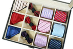 Tie Display Case for 12 Ties, Belts, and Men's Accessories Black Carbon Fiber Storage Box Father's Day