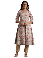 Libas WomenS Cotton Printed A-Line Kurtas (29223_Green