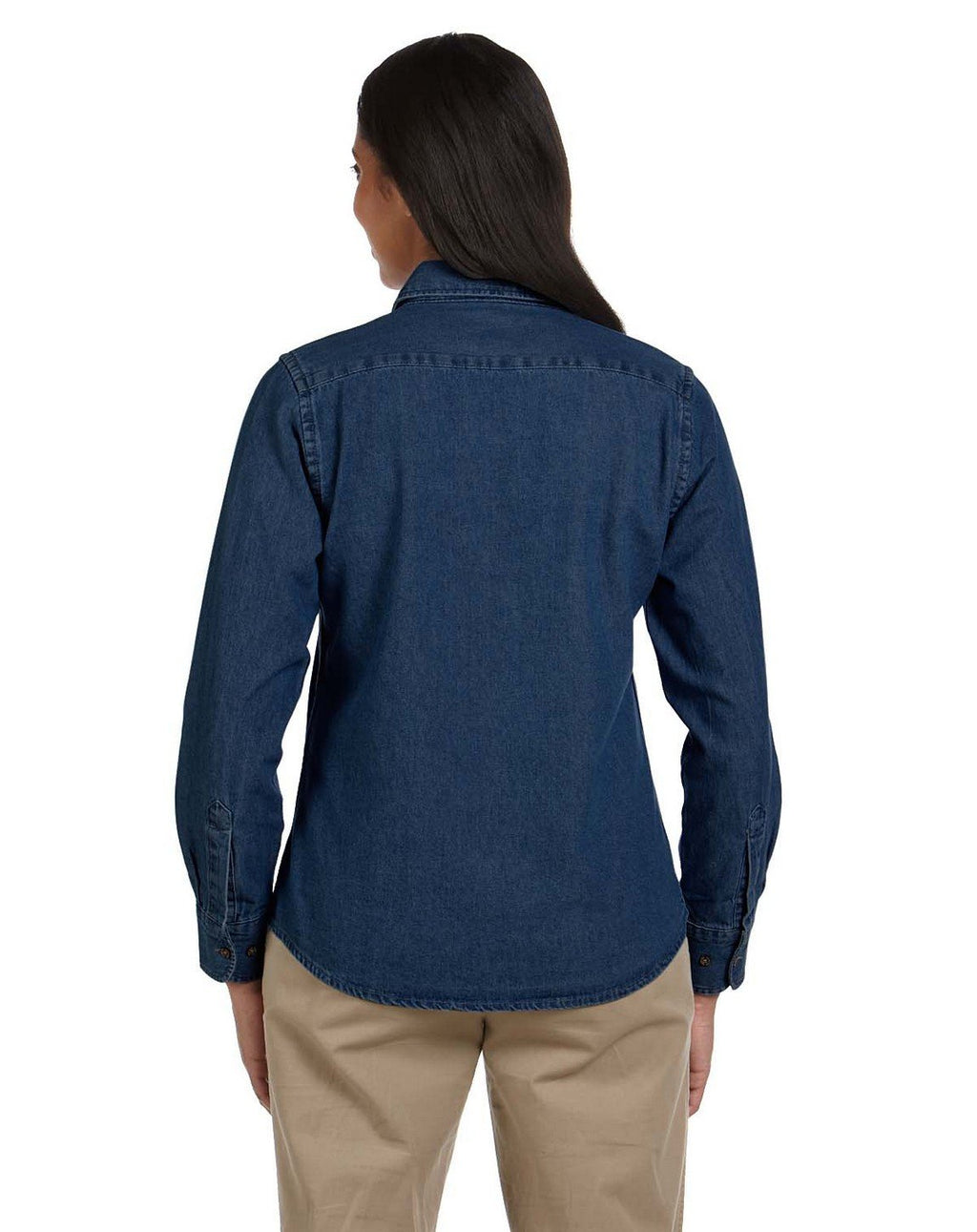 Ladies 65 oz Long-Sleeve Denim Shirt - DARK DENIM - S(D0102H76FTP)