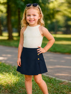 A.T.U.N. (ALL THINGS UBER NICE) Girls Stylish Two Piece Outfit Set with Sleeveless Tank Top and Skort | Casual Summer Clothing