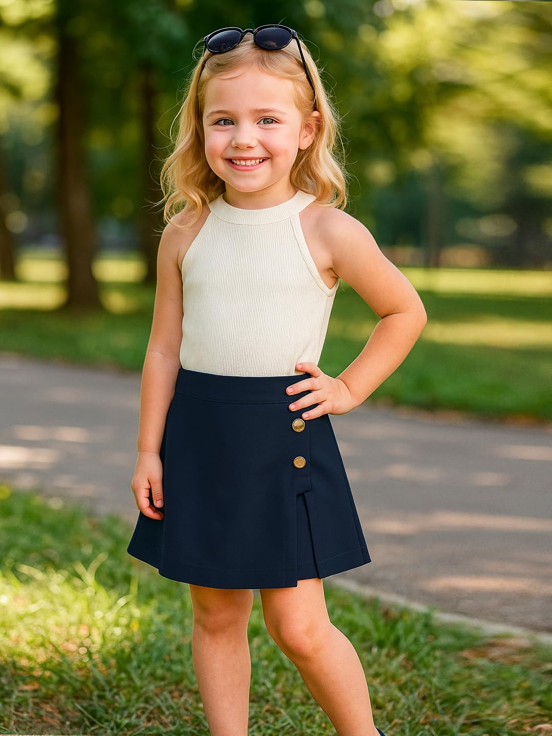A.T.U.N. (ALL THINGS UBER NICE) Girls Stylish Two Piece Outfit Set with Sleeveless Tank Top and Skort | Casual Summer Clothing