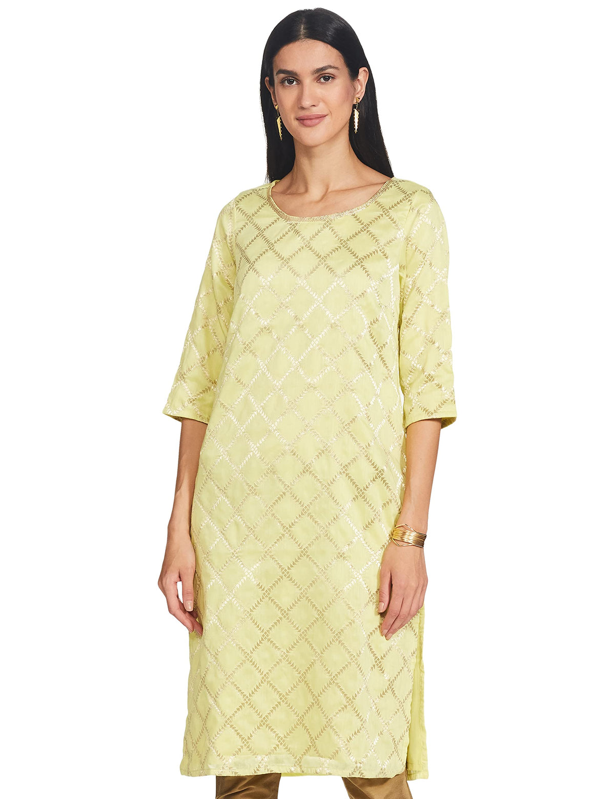 Aurelia Light Green Chanderi Jacquard Kurta