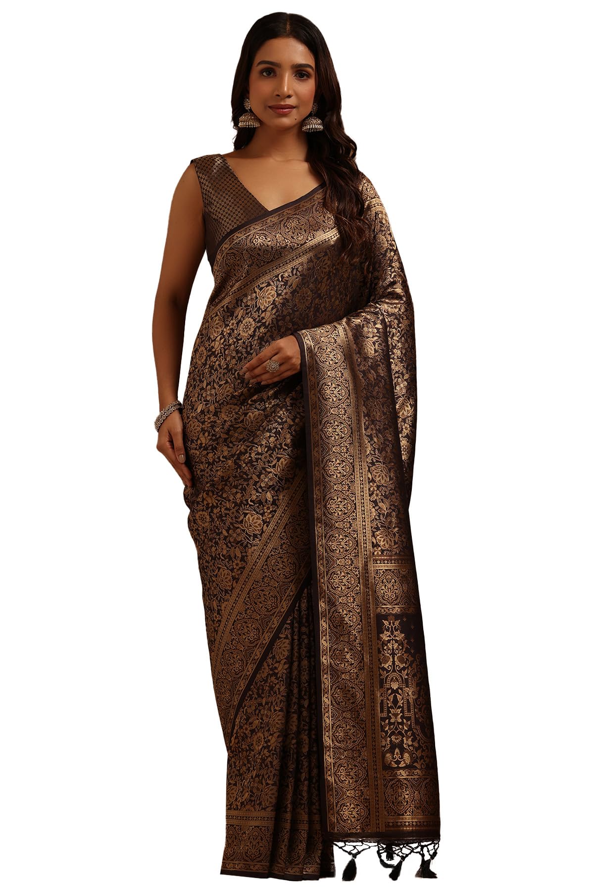 Soch Women Tussar Floral Zari Woven Saree