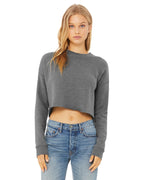 Ladies cropped Fleece crew - DEEP HEATHER - S(D0102H7WF6J)