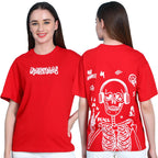 Preneum Womens Cotton Graphic Latest Printed Baggy Fit Drop-Shoulder Sleeves Cotton Oversized T-Shirt || Round Neck || Half Sle
