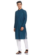 Manyavar Murky Green Chikan Kurta Set for Mens(Medium,Blue)