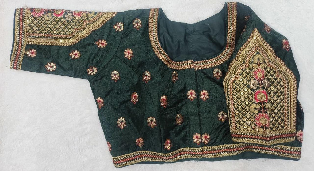 Pujia Mills WomenS Indian Ethnic Designer Codding With Zari Embroidery Copper Sequence Work Round Neck Half Sleeve Readymade Wo