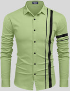 Zartha MenS Regular Fit Striped Pattern Cotton Blend Shirt With Spread Collar Long Sleeve And Standard Length | Shirt For Man L