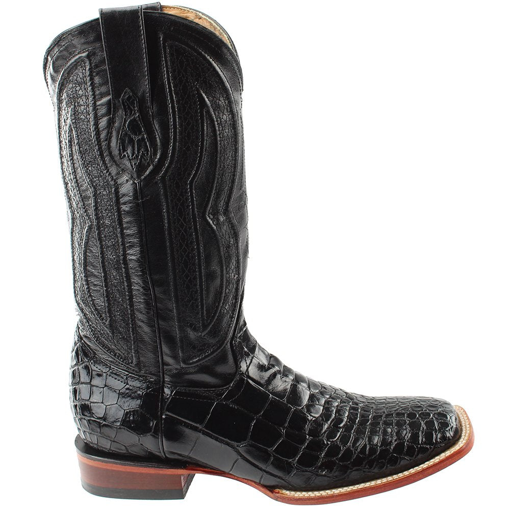 Ferrini 1079304110D 11 D Mens Belly Alligator S - Toe Boots  Black