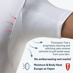 Men's Sweatproof Undershirt | V Neck T-Shirt with Underarm Sweat Pads | Slim Fit | Aluminum-Free Alternative | White | X-Large