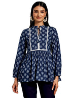 Libas WomenS Yoke Design A-Line Kurtis (26574_Blue