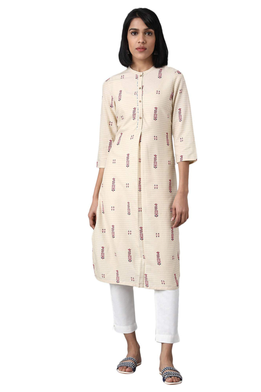 W For Woman Women'S Rayon Straight Kurta (20Few13924L-115125_ Beige_ 18 (3Xl))