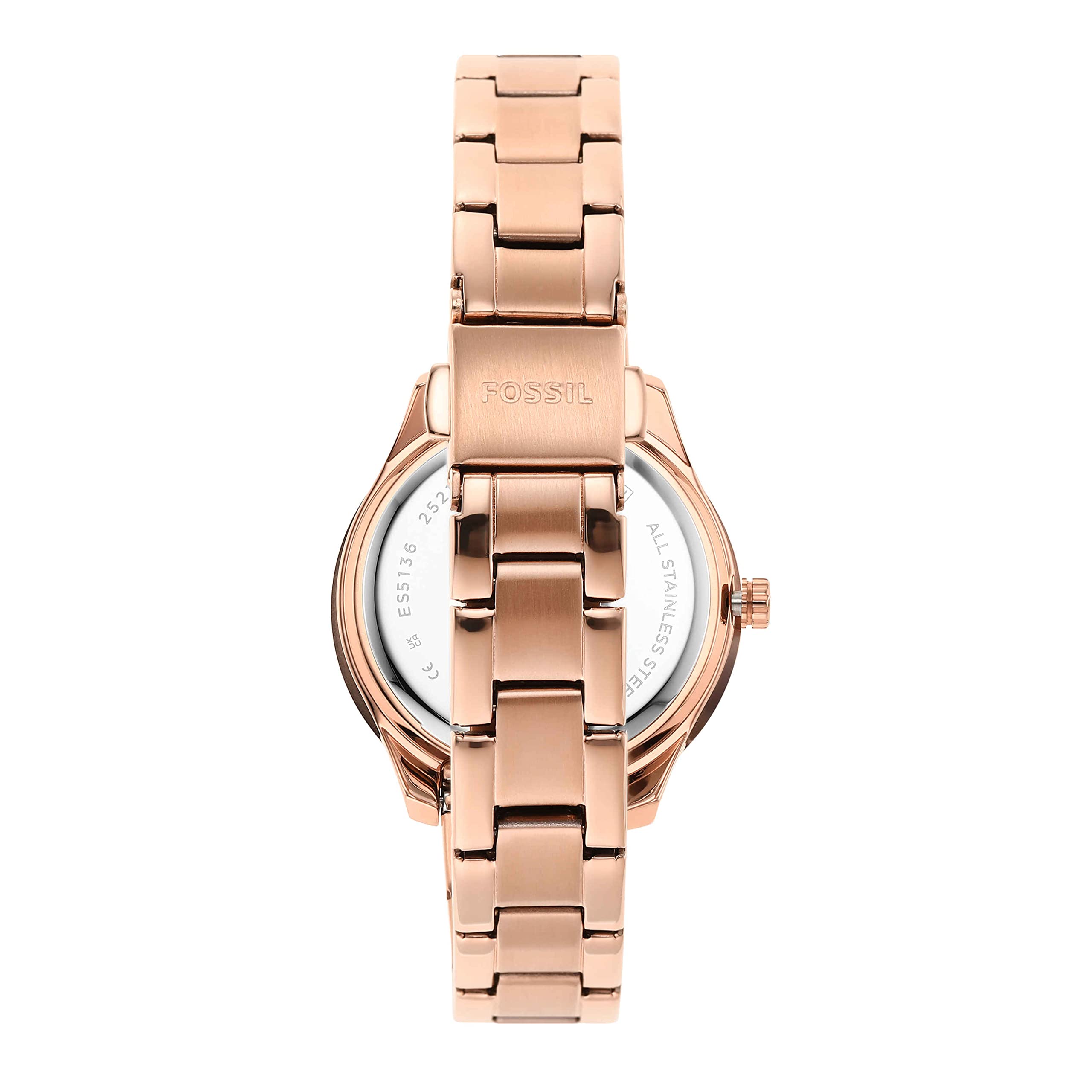 Fossil Women's Stella Mini Quartz Stainless Steel Three-Hand Watch, Color: Rose Gold (Model: ES5136)