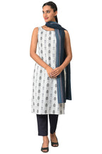 White Floral Cotton Sleeveless Kurta Set