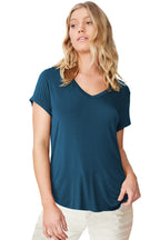 Fabricorn Combo Of Plain Airforce Blue V-Neck And Maroon Round Neck Up And Down Cotton Tshirt For Women (Airforce Blue And Maroo