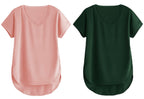 Fabricorn Combo Of Plain Dusty Rose And Bottle Green V- Neck Up And Down Cotton Tshirt For Women (Dusty Rose And Bottle Green, X