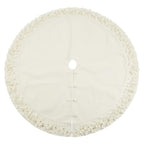 Saro Lifestyle 1236W72R 72 in Round Felt Flower Design christmas Tree Skirt  White
