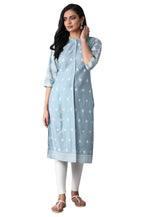 W For Woman Light Blue Printer Kurta_21Auw14644-116401_Xl