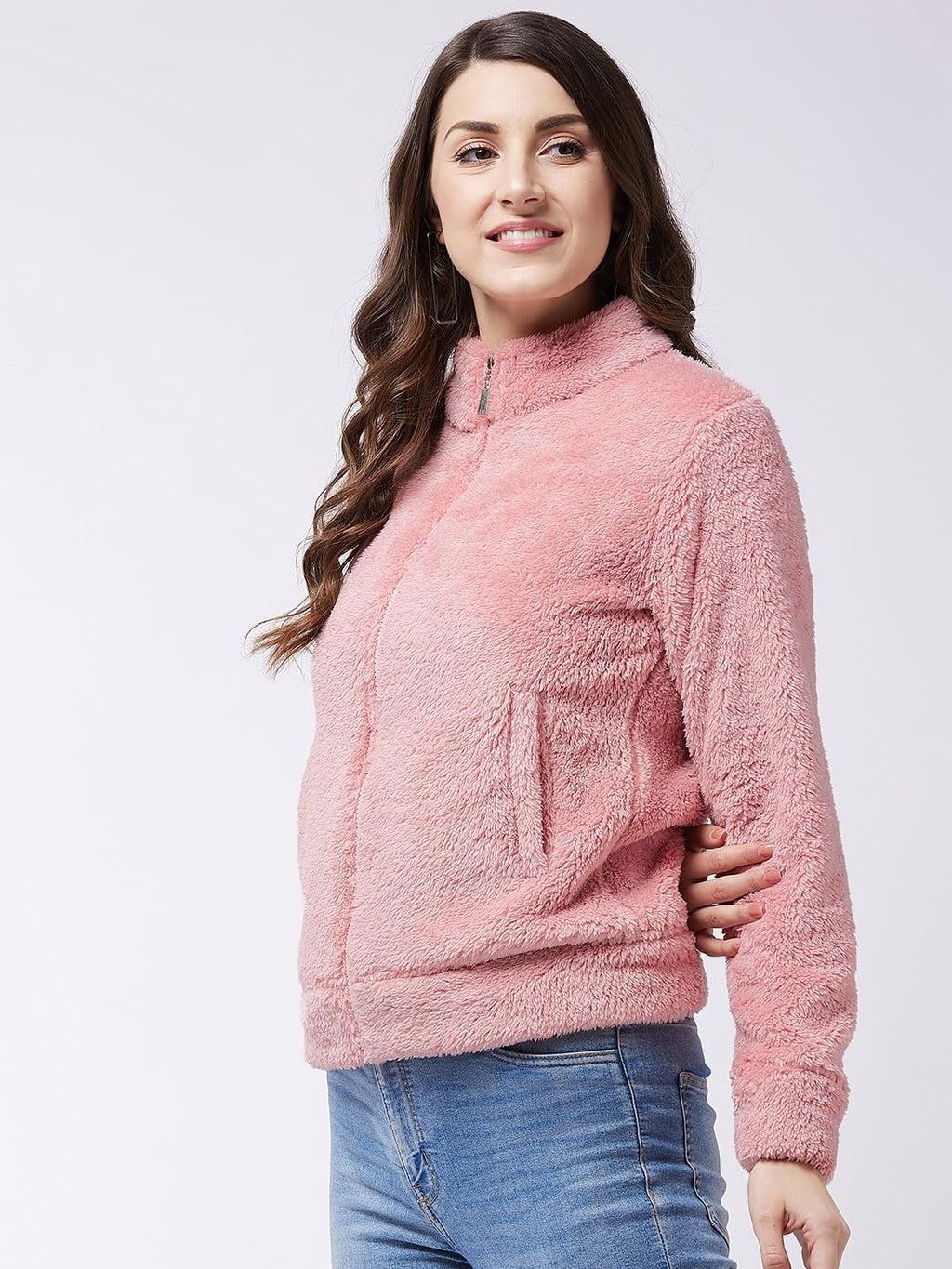 Modeve Women Solid Full Sleeve Jacket For Winter Jacket For Winter-Pink