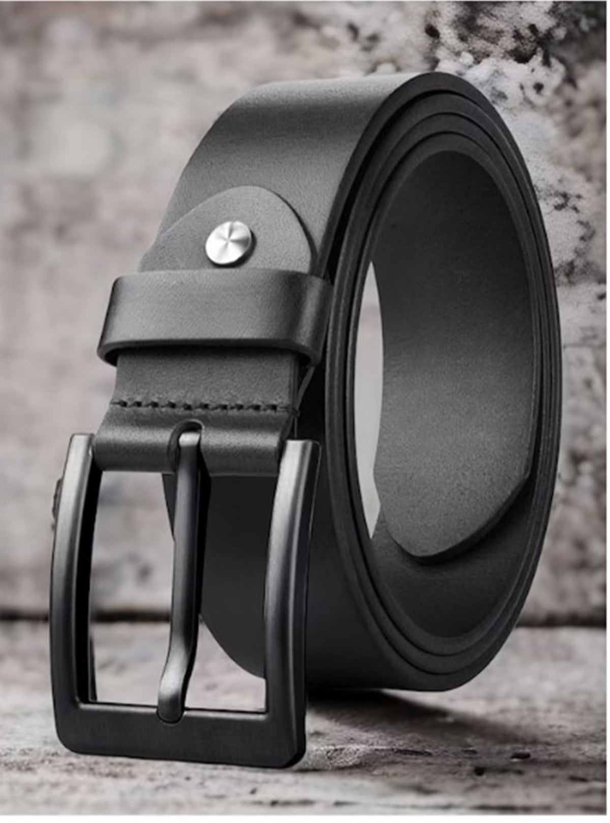 Men Casual Black Genuine Leather Belt ()_481 40